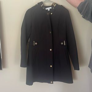 Via Spiga Water Resistant Fitted Trench Coat Black